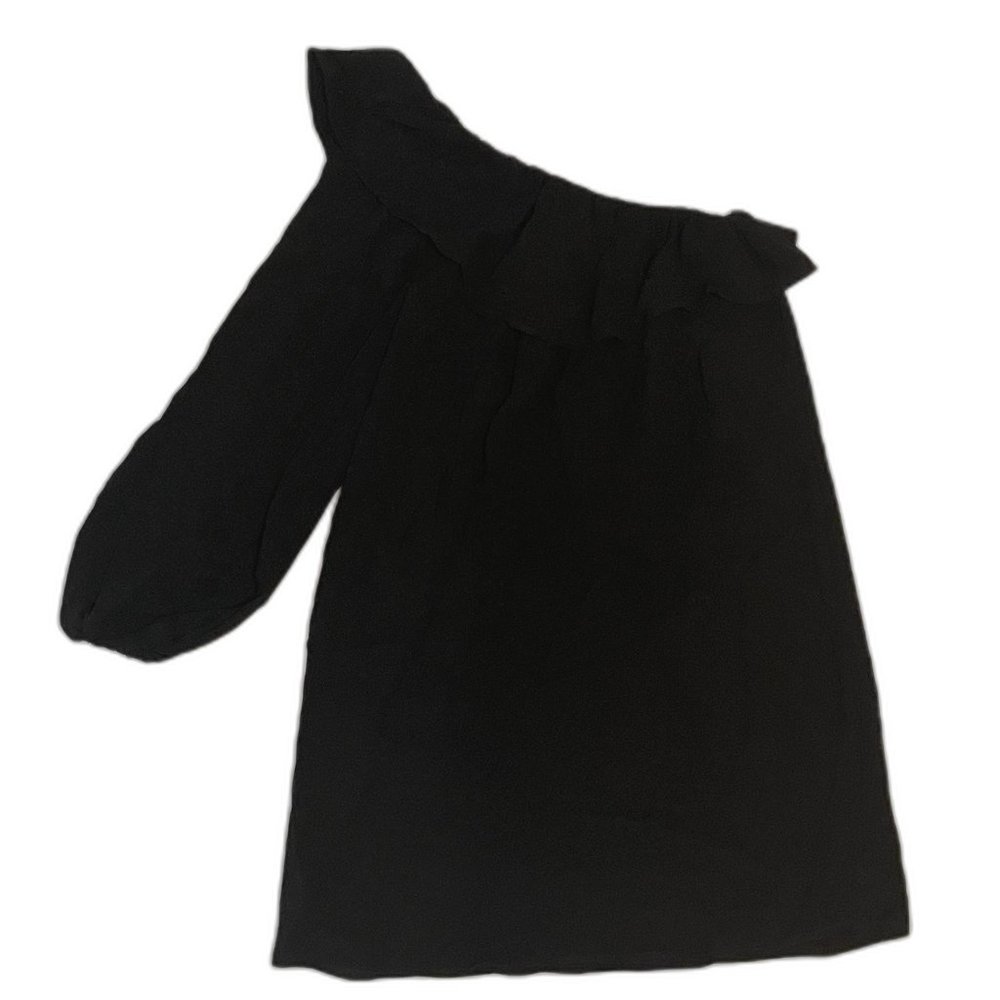 French Connection Evening Dew One-shoulder Dress In Black Size 2 71IXF - Picture 4 of 7